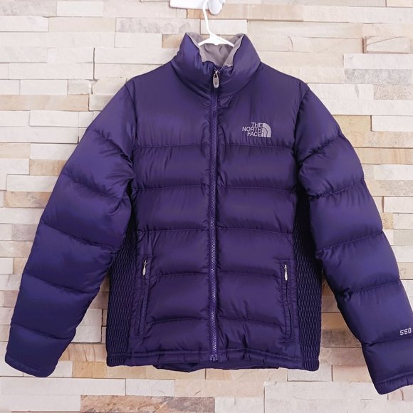 North Face Womens Large Purple Goose Down Puffer Jacket Winter Ladies Ski Coat L